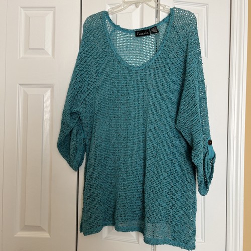 Top frazzled teal manica 4 - manica, 3/4