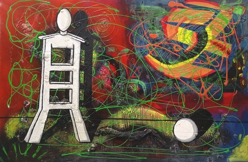 Quadro moderno dipinto mano - moderno, a