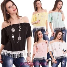 Maglia donna maglietta pizzo