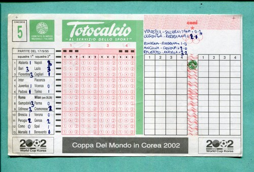 Schedina totocalcio del - totocalcio, n.5