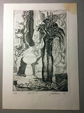 FONTANESI GIACOMO incisione acquaforte tir. 2/15 siglata in lastra firmata 1969