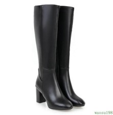 Stivali donna al ginocchio tacco casual festa cavaliere equitazione scarpe lunghe taglie forti donna