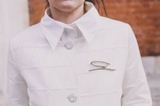 KRISTINA TI Coat - Cotton - ties to insinuate the waist -pleates white 