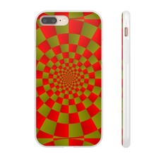 Red green spiral - green, checkered