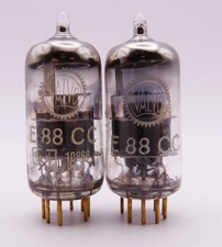 2x VALVO E88CC 6922 White Label O Getter tubo testato buono / Tested strong