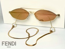 Occhiali da sole esclusivi Fendi FE40114U-Y geometrici metallo oro con catena 57-155