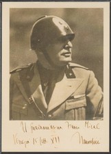 ✔️ ITALIA SECONDA GUERRA MONDIALE BENITO MUSSOLINI FIRMA RARA CARTOLINA - RIP...