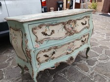 COMO' LACCATO VENEZIANO - FIORI DIPINTI E CORNICI DORATI 2 CASSETTI  1940 EMILIA