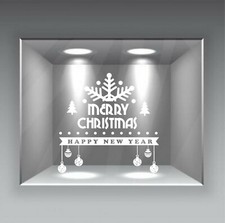 vetrofanie natalizie adesivo per vetrine ufficio negozio Buon Natale a0703