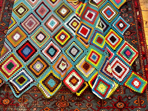 Copriletto vintage quadrati - vintage,