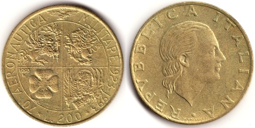 Italia 200 lire - 1993, 70°
