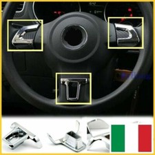3 Inserti Volante Per VW Volkswagen Golf 6 VI Polo Passat Touran Tiguan Cromati