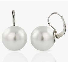 Orecchini Donna Perla 8 mm,  Chiusura a Monachella in Argento 925 Rodiato.