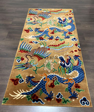Antico tappeto tibetano annodato a mano tradizionale drago runner 3x6 tappeti zona vintage