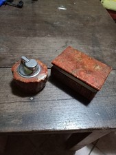 Portasigarette vintage con accendino in pietra rossa porta sigarette da tavolo