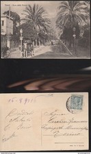 13693) GENOVA NERVI VIALE DELLE PALME VIAGGIATA 1916 CARROZZA CAVALLO