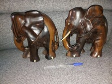 Coppia elefanti legno - elefanti,