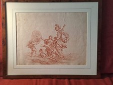 Disegno Antico. Bellissima sanguigna su carta,cm 28x38; con cornice 43x53;'800