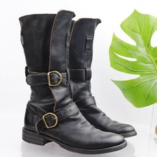 Stivali donna Fiorentini Baker Eternity taglia 36 6 pelle nera fibbie moto biker