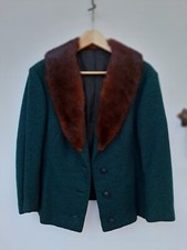 giacca vintage in panno da donna con collo in pelo vero