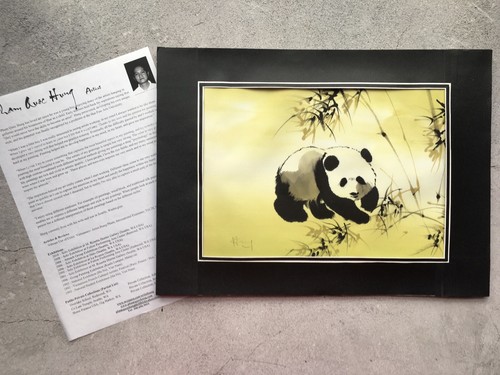 Quadro acquerello orso panda