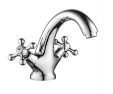 Rubinetto lavabo stile vintage, con maniglie a stella cromato