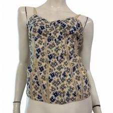 INTREND Top corpetto beige blu fantasia floreale Tg IT 44