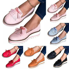 Mocassini donna zeppa piatta comodi lavoro ufficio décolleté nappa scarpe brogue taglia