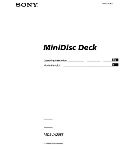Sony mds ja20es minidisc - sony, deck