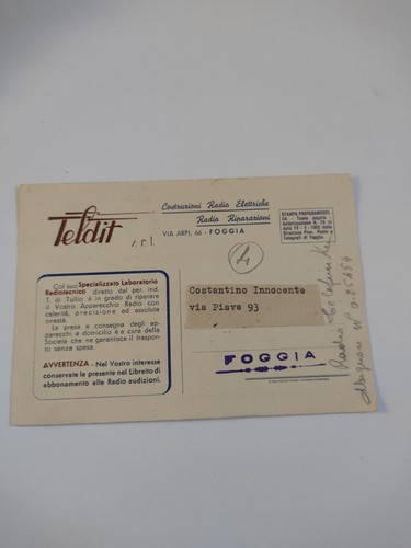 Cartolina 1951 pubblicità - cartolina,
