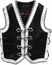 Gilet Moto Pelle Gilet Triplo Intrecciato Pelle Moto Gilet Personalizzato