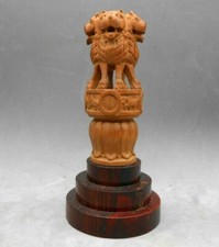 ANTICA STATUINA SCULTURA IN LEGNO SCOLPITA A MANO - ARTE ORIENTALE - 