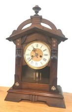 Antico Orologio Pendolo Da Tavolo In Legno Liberty Deco