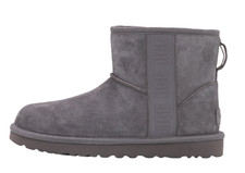 UGG CLASSIC MINI SIDE LOGO SHADOW GRIGIO CAMOSCIO MONTONE 1122558 ORIGINALI