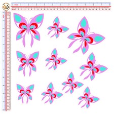 sticker helmet butterfly pink red adesivi farfalle moto casco  print pvc 10 pz.