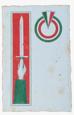 PRIMA GUERRA CART.DISEGNATA A MANO BAIONETTA MILITARE ESERCITO WW1 WWI