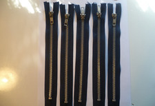 5 PZ CERNIERA LAMPO 20 CM BLU FISSA IN METALLO PER JEANS / PANTALONI ZIP
