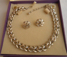 TRIFARI set 2 pezzi parure COLLANA E ORECCHINI metallo argentato