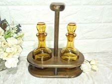 ANNI 70 SET OLIO ACETO VETRO AMBRATO LEGNO HCM25LARGHCM22