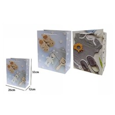 SET 2 BUSTE BUSTA BORSA REGALO COMPLEANNO NASCITA BIMBO 32X26X12 CM 69979 2 MOD.
