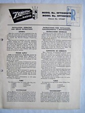 ZENITH RADIO MANUALE ISTRUZIONI GIRADISCHI MOD.HFT1080BTR- VINTAGE