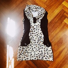 Vestitino invernale in viscosa senza maniche stampa animalier taglia S