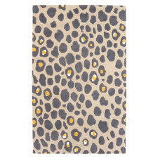 Tappeto artigianale in lana con design moderno stampa leopardata beige, antra...