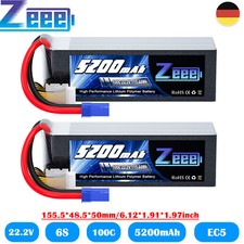 2pcs Zeee 22,2V 6S batteria lipo batteria 100C 5200mAh EC5 per RC auto aereo FPV