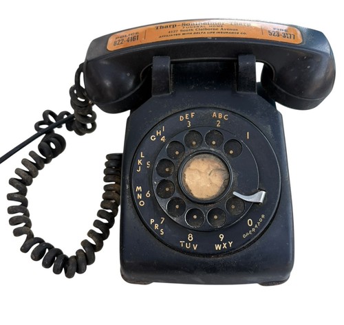 Telefono rotante vintage black - telefono,