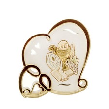 GOLDEN CUORE Icona Resina COMUNIONE E CRESIMA 8 cm BOMBONIERA 1CYP