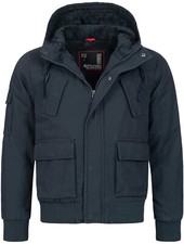 Giubbotto uomo invernale foderato cappuccio giubbino pelliccia di orsacchiotto navy L V2860 R4-E