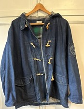 Valentino Blue Denim Cotton Vintage 1980s Coat Hooded Lined Jacket Mens Size M/L