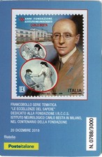 2018 TESSERA FILATELICA UNIF. n. 1370 ISTITUTO CARLO BESTA MILANO MF132752