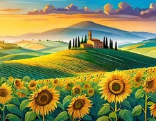 Piastrella Murale Scena Toscana Girasole Italiano Campo Paesaggio Cucina Backsplash